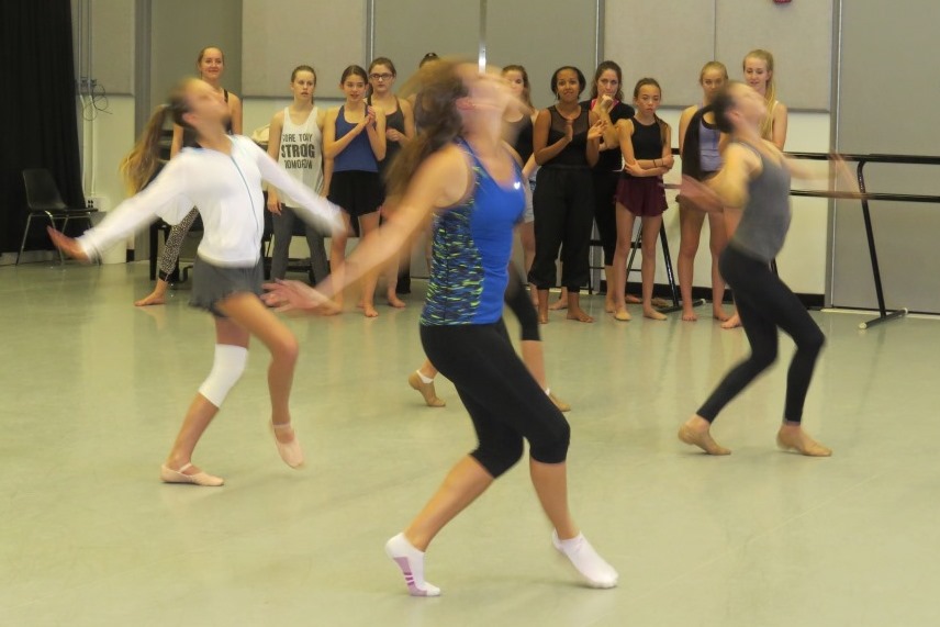 Students perform original choreography for the group.