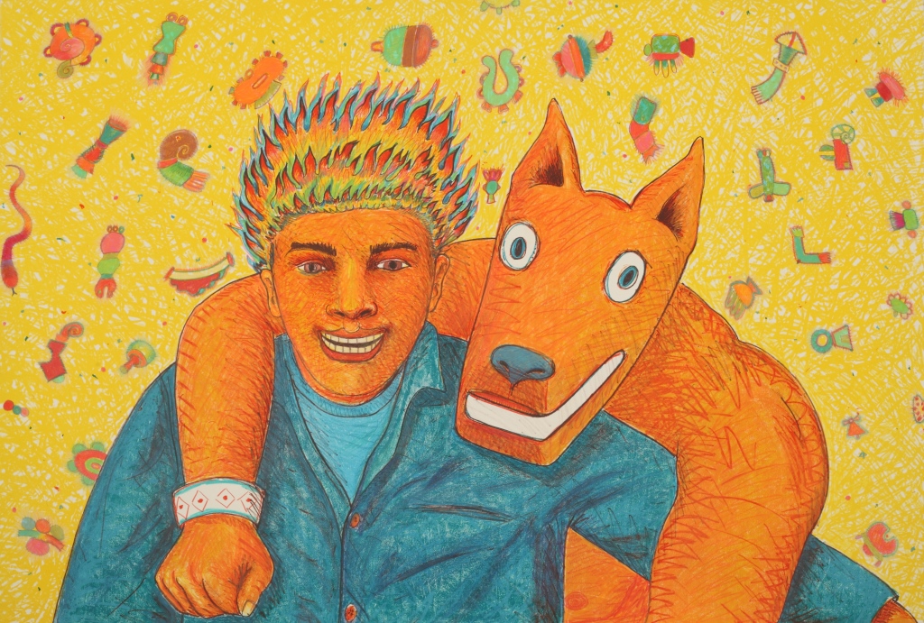 "El Fireboy y El Mingo" (1988), a notable work by the influential Chicano artist Gilbert "Magu" Luján