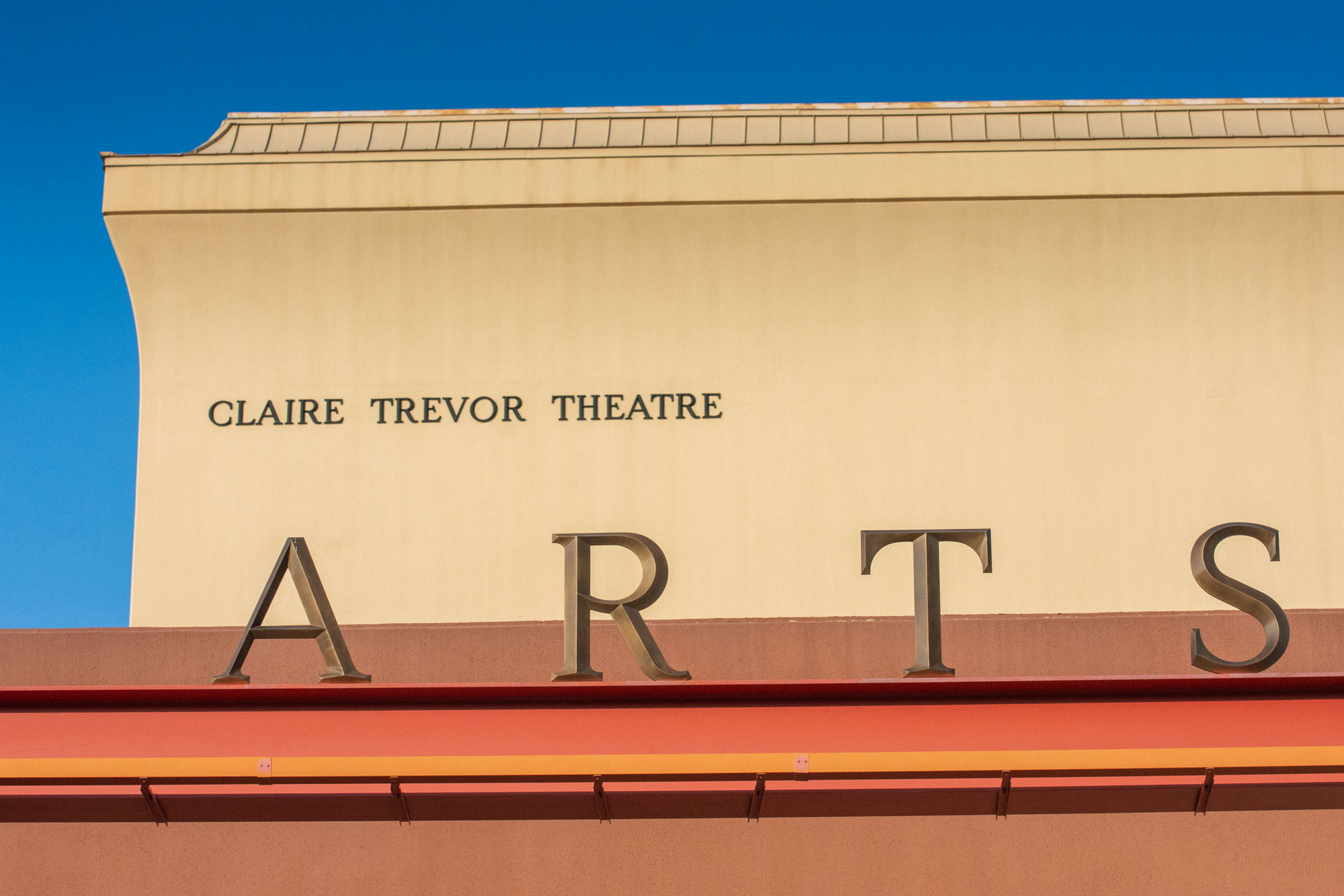 Arts sign in front of the Claire Trevor Theatre