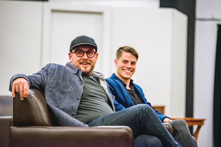  Skyler Gray (right) with playwright Robert Askins during a performance talkback.