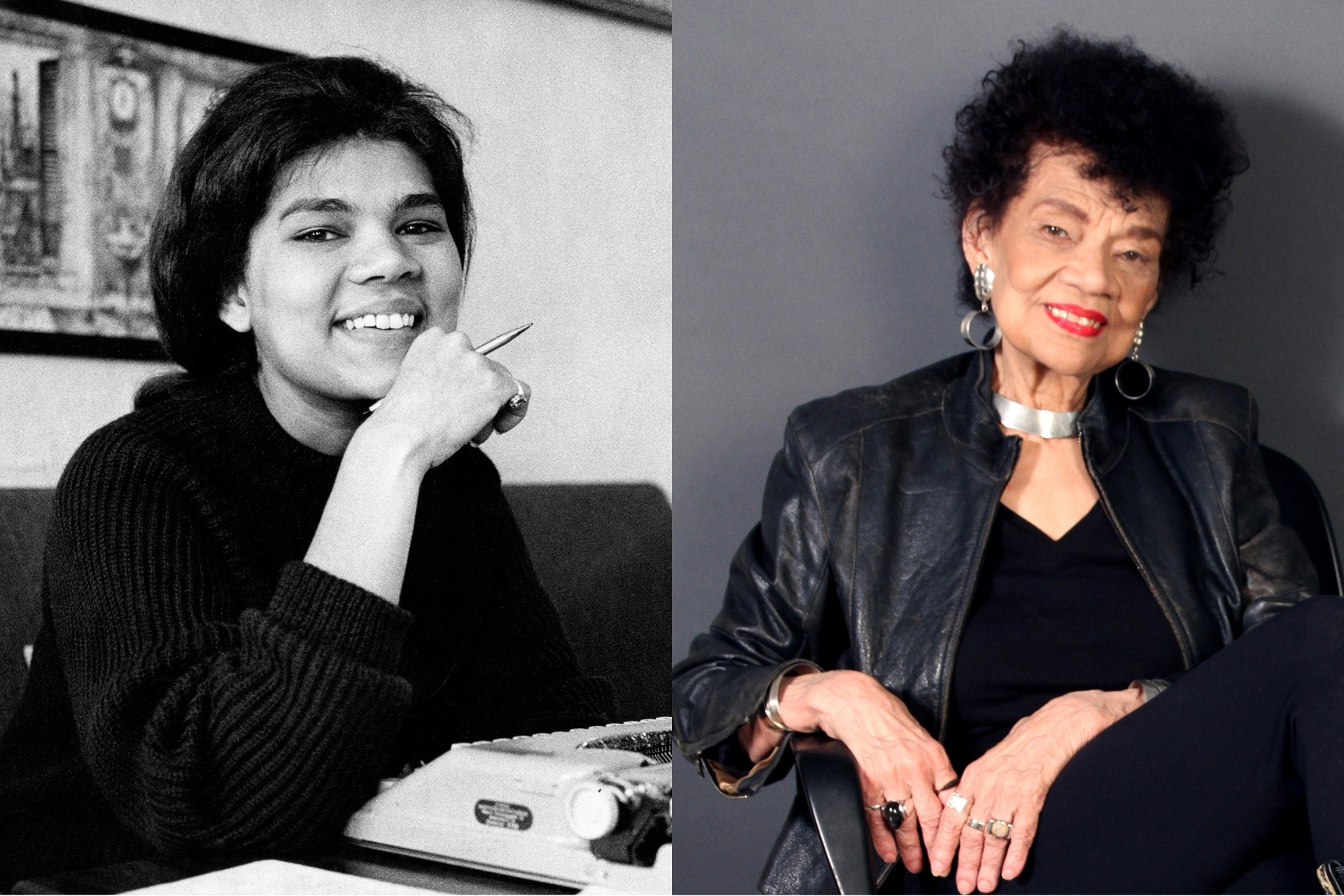  (left to right) Lorraine O'Grady in her apartment, Christianshavn, Copenhagen, 1962; Lorraine O'Grady by Elia Alba, New York, 2014.