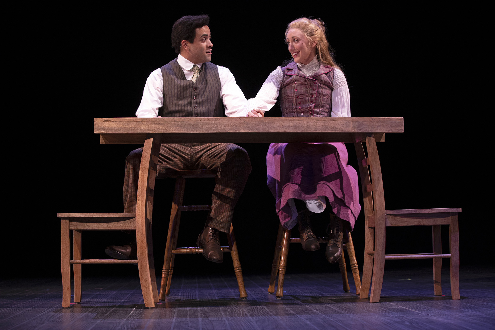 ​Evan Lugo and Grace Morrison in South Coast Repertory's 202​2 production of ​​Our Town by ​Thornton Wilder. (Photo by ​​Matt Gush/SCR.)