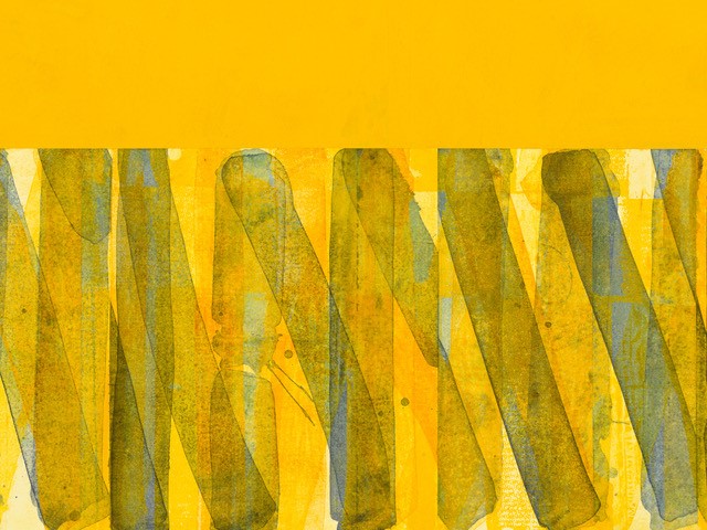  Kevin Appel, Untitled (3 Bands Golden Hour), detail, 2025, Pigment dispersion, acrylic, and oil on linen over panel
