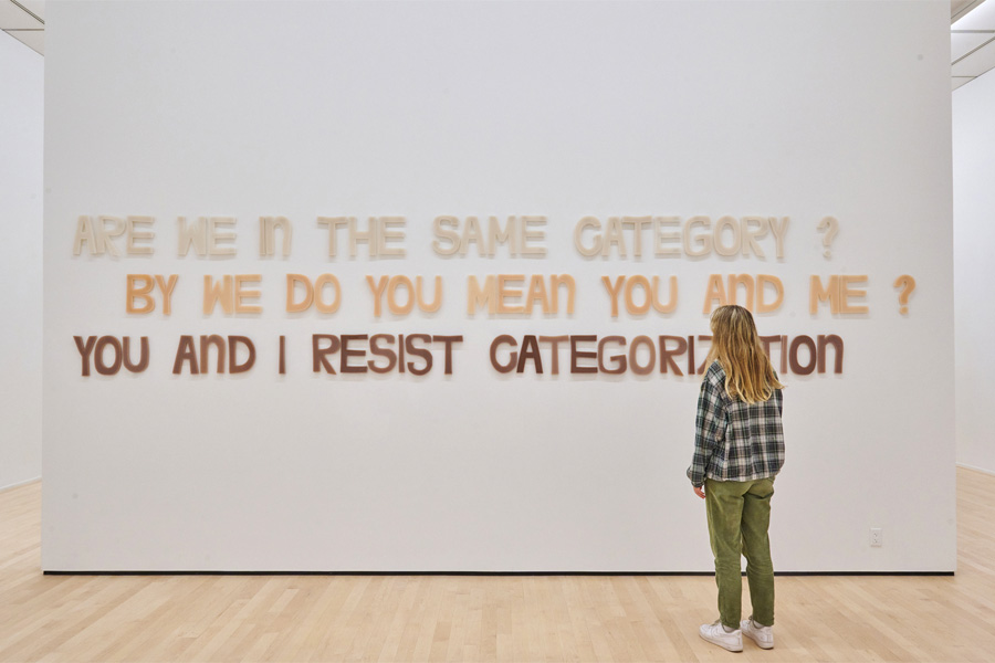 Person standing in front of Gosia Wojas art work in the UAG