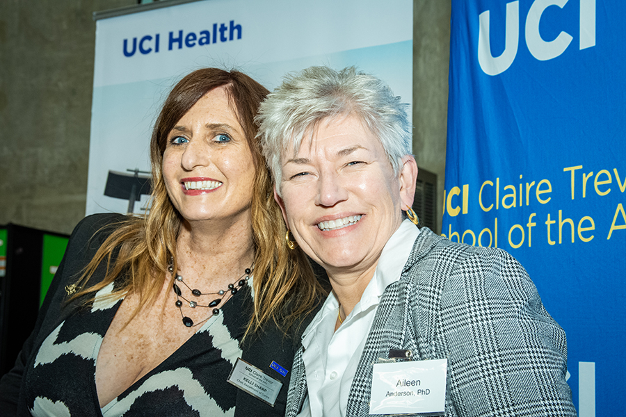 Image: Dr. Sharp and Aileen Anderson, professor of physical medicine & rehabilitation and director of the Sue and Bill Gross Stem Cell Research Center, at the Dance Visions 2024 donor reception. Photo: Jeanine Hill.