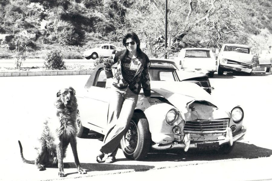 Image: Nancy Buchanan and her dog Baxter, the Irish Wolfhound, 1974. Courtesy of Nancy Buchanan and The Brick. Photo by Ransom Rideout.