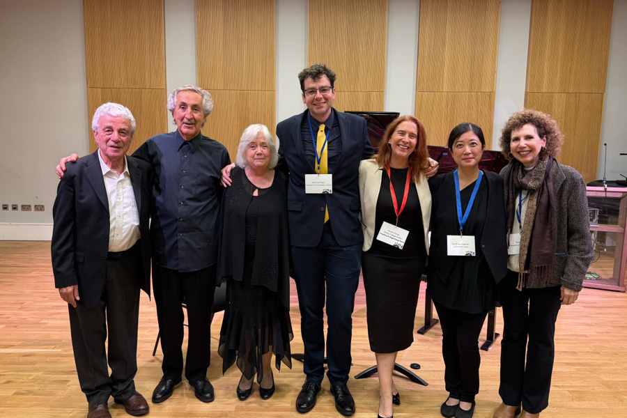 Image: (left to right) Harotune Bedelian, Lorna Griffitt, Geoffrey Pope, Nicole Grimes, Sarah Koo Freeman and Nina Scolnik as guests at Trinity College and the Royal Irish Academy of Music in Dublin, Ireland.