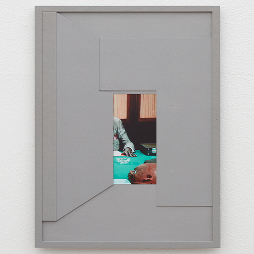 Image: Coleman Collins, Untitled (A recessed wall), 2024, Engineered wood, UV print on Dibond,30 x 23 in. Courtesy of the artist and Ehrlich Steinberg, Los Angeles. Photo: Evan Walsh.