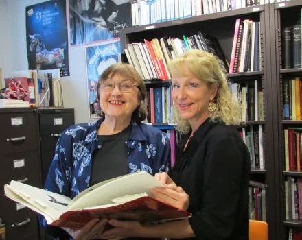 (left to right) Nancy Lee Ruyter with Professor of Dance Lisa Naugle.
