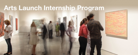 Arts Launch Internship Program header image with people in an art gallery