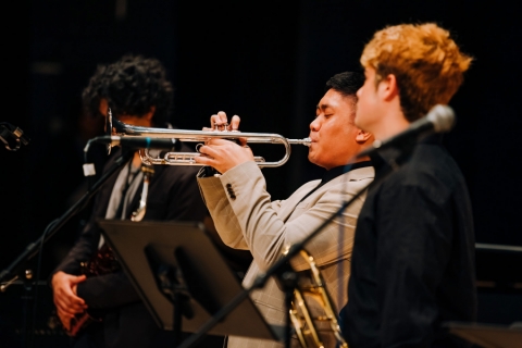 Musician playing trumpet