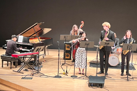 Jazz combo on stage for performance