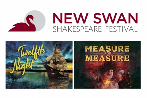 New Swan Shakeapeare logo and posters for two performances