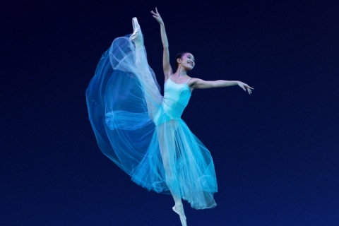 Ballet dancer in blue dress