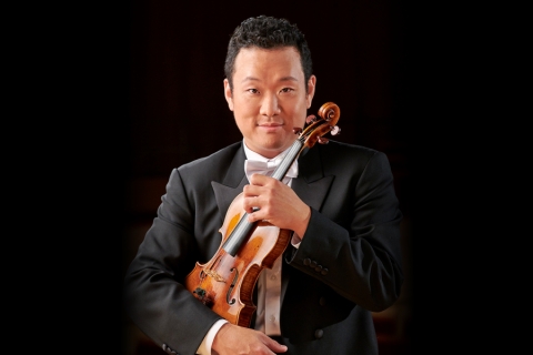 UCI Music Professor Dennis Kim with violin
