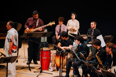 Musicians on stage during a jazz concert