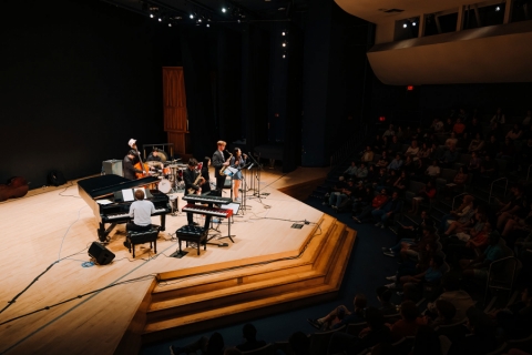 Musicians on stage during a jazz concert