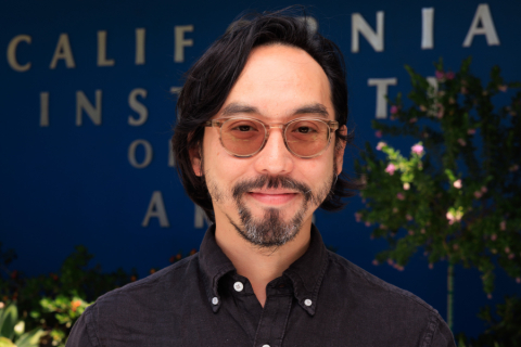 Steven Lam in front of CalArts