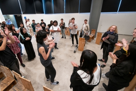 Professor Deborah Oliver with students