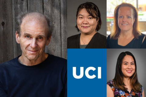 Faces of one man and three women including a UCI logo, incorporating the research team