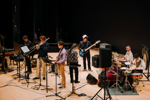 Musicians on stage during a jazz concert