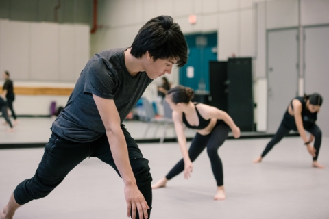 Dancers in studio during rehearsal
