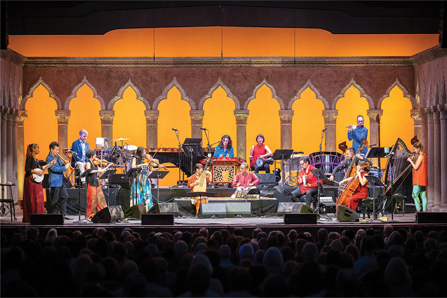 Umezaki (second from left) with members of the Silkroad Ensemble on the summer 2022 Phoenix Rising Tour.